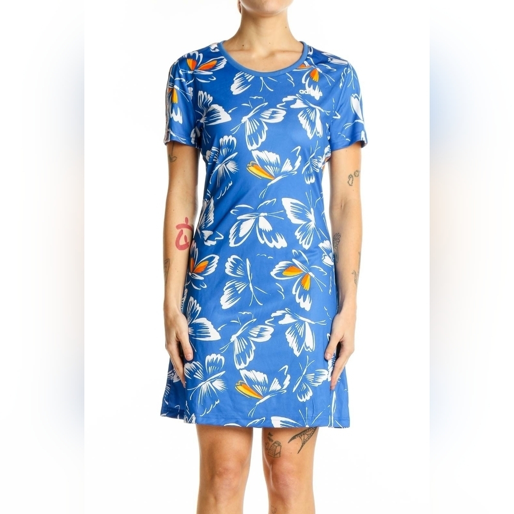 NWT ADIDAS X FARM RIO Butterfly Print Mini Dress Blue - Picture 2 of 10
